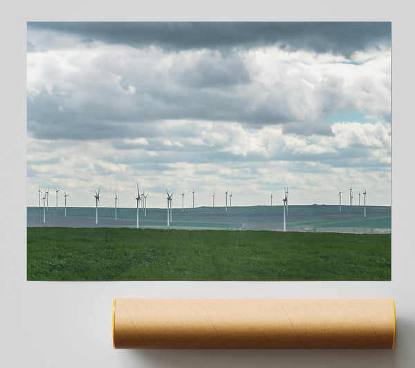 Gray Sky Windmills Poster
