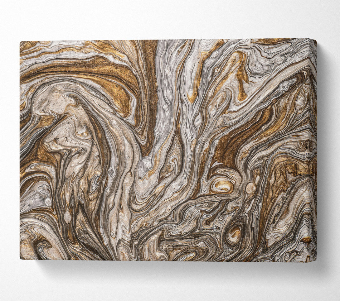  A Canvas Print of Golden Swirling Abstract Canvas Wall Art