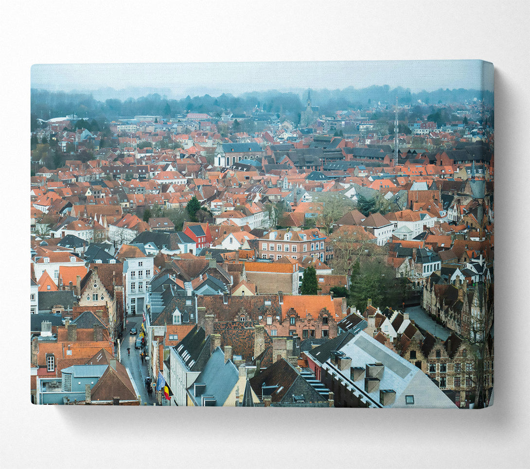  A Canvas Print of Red Roofed Cityscape Canvas Art