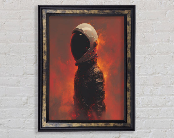 Spaceman Fire Framed Print