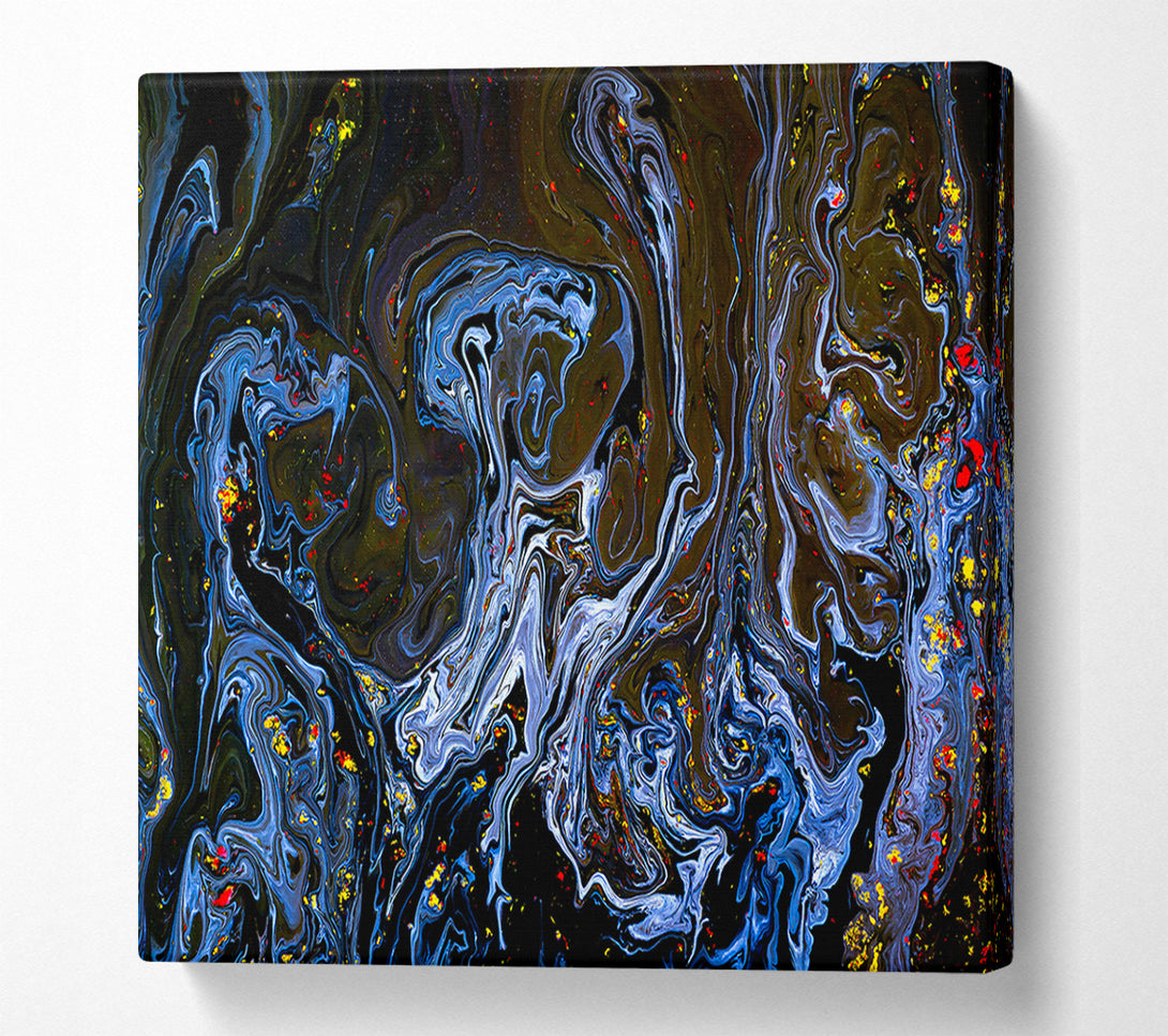  A Canvas Print of Azure Swirls In Black Canvas Wall Art