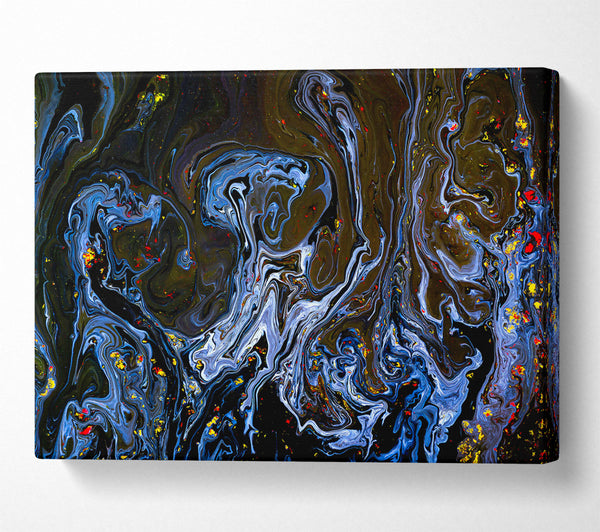  A Canvas Print of Azure Swirls In Black Canvas Wall Art