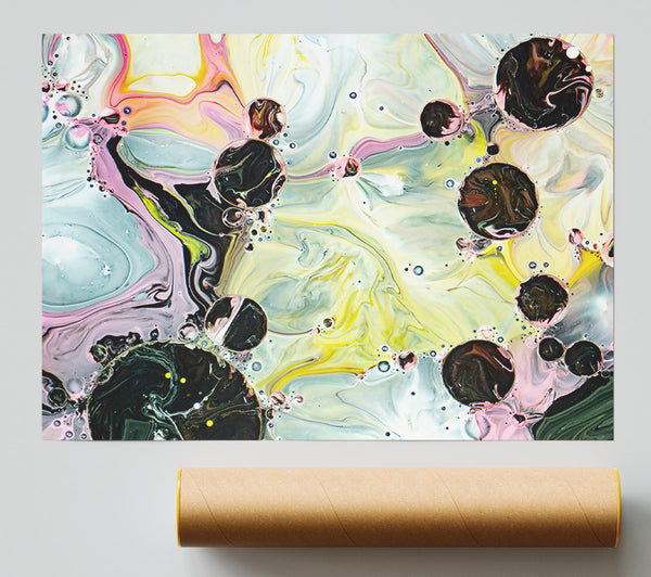 Yellow Swirling Orbs Giclee Print
