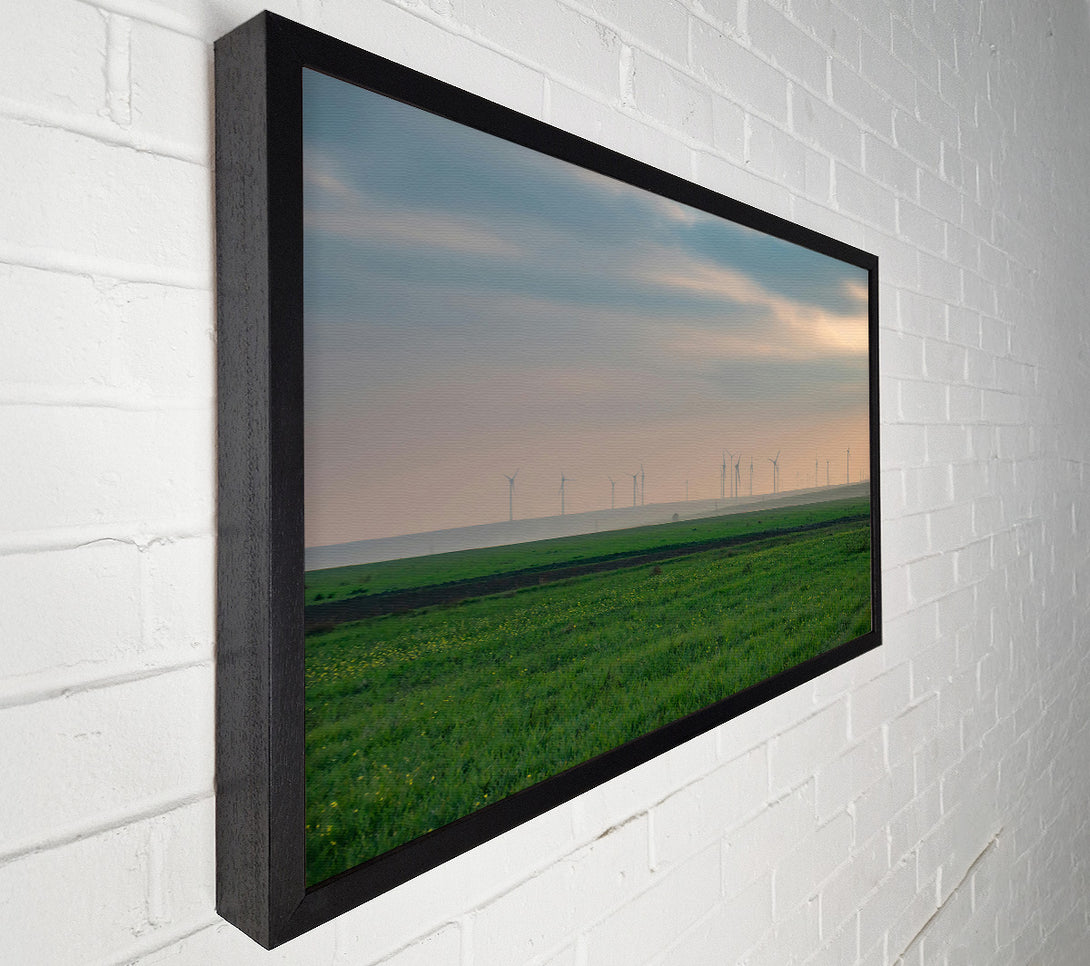  A Canvas Print of Green Wind Farm Fog Canvas Art