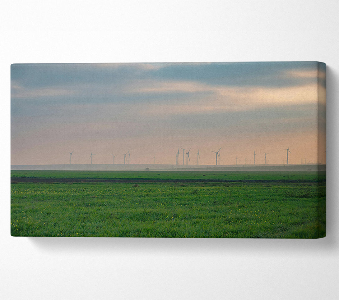  A Canvas Print of Green Wind Farm Fog Canvas Art