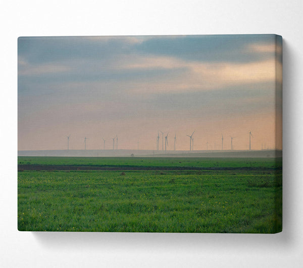 A Canvas Print of Green Wind Farm Fog Canvas Art