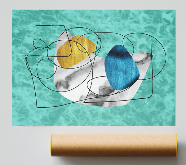 Turquoise Abstract Shapes Giclee Print
