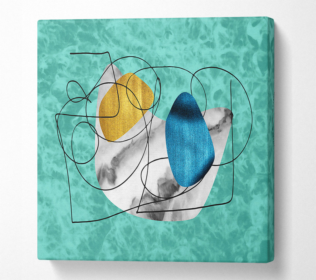  A Canvas Print of Turquoise Abstract Shapes Canvas Wall Art