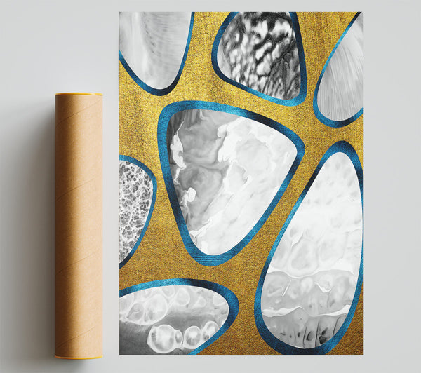 Golden Abstract Marbles Print