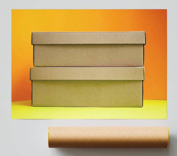 Tan Boxes On Yellow Giclee Print