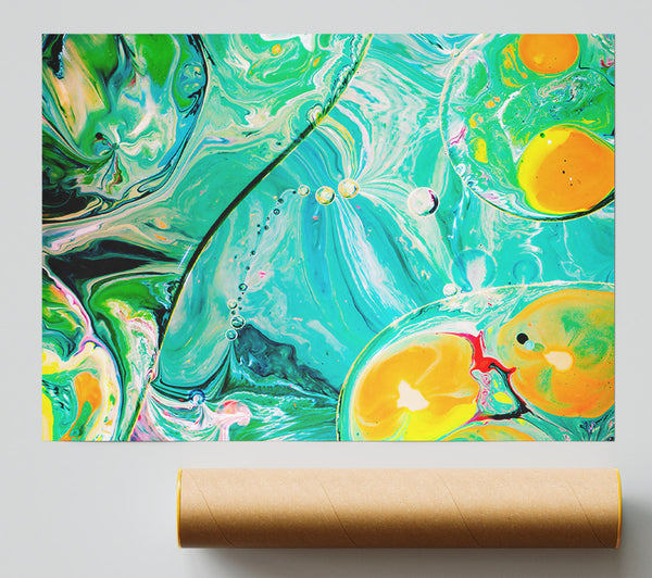 Turquoise Swirls Of Color Poster