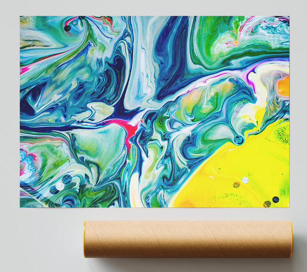 Yellow Flowing Swirls Giclee Print
