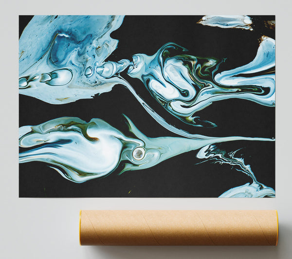 Teal Liquid Dreams Poster