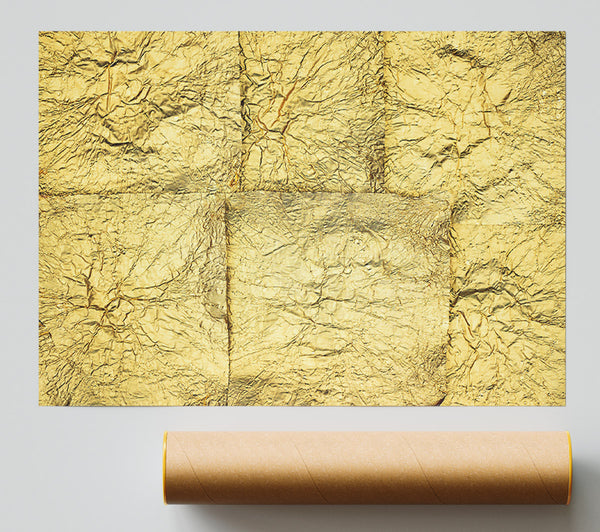 Golden Crinkled Texture Poster