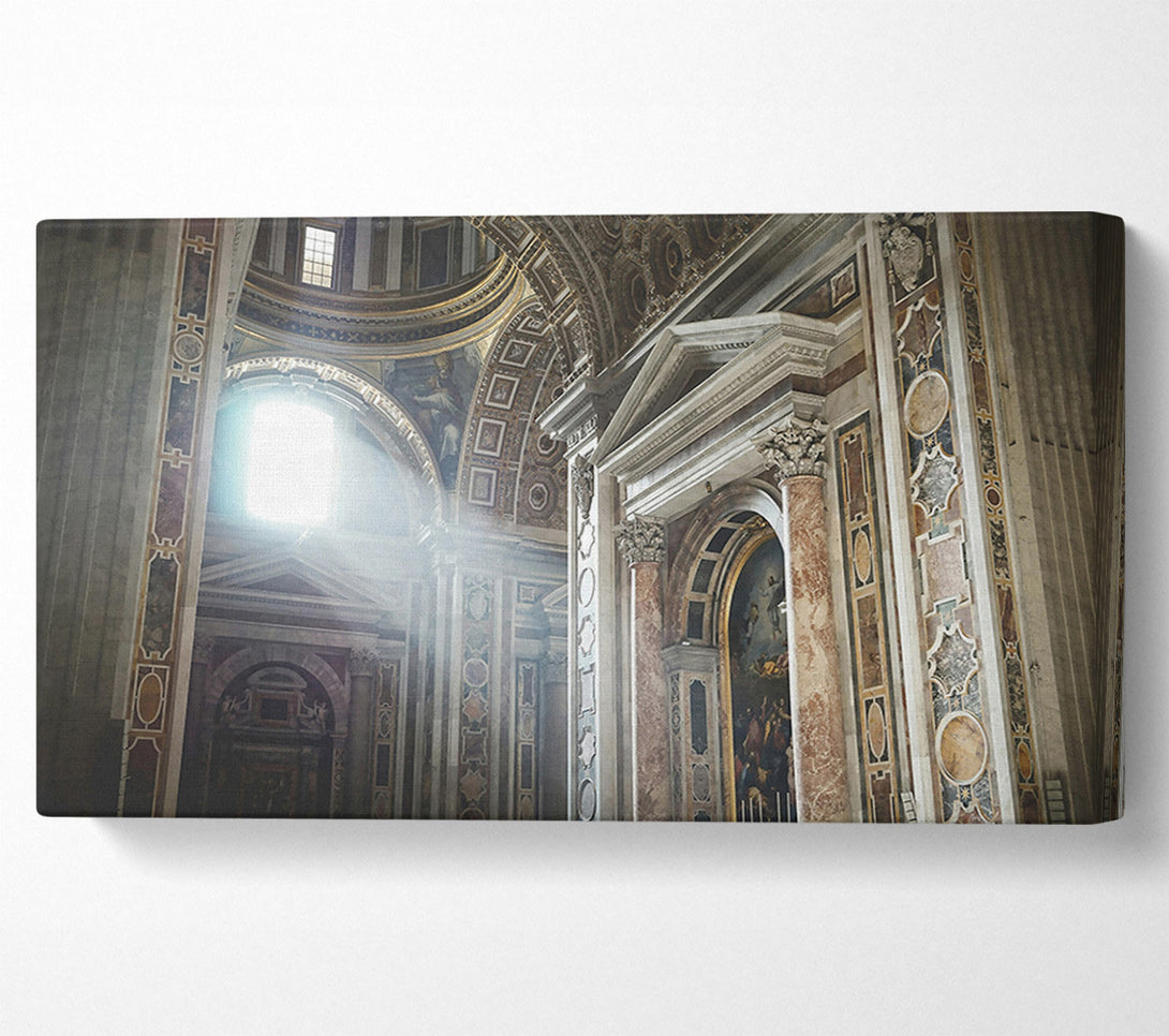  A Canvas Print of Golden Light Through Marble Canvas Print