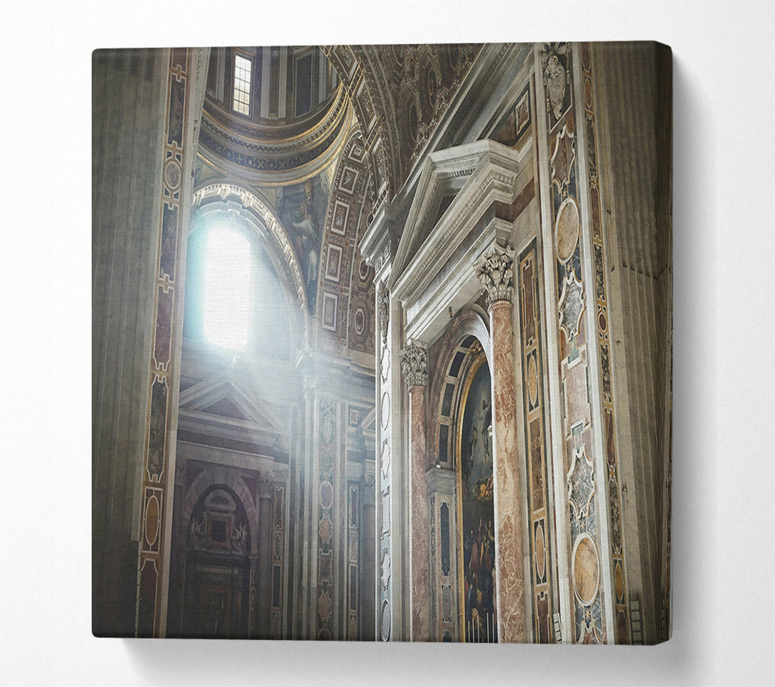  A Canvas Print of Golden Light Through Marble Canvas Print