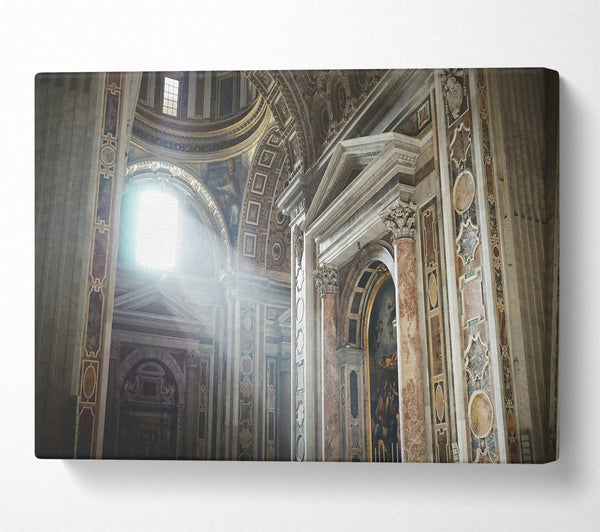  A Canvas Print of Golden Light Through Marble Canvas Print