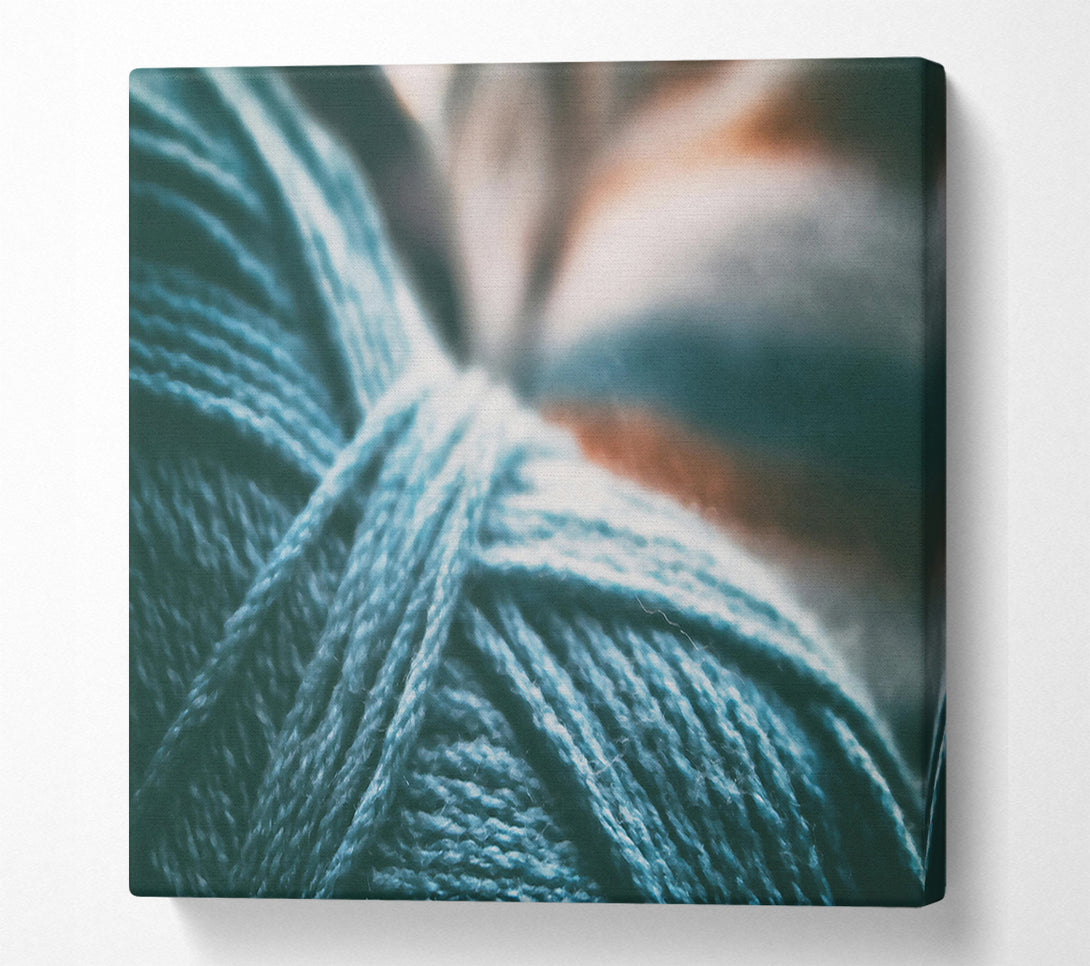 A Canvas Print of Teal Yarn Threads Canvas Wall Art