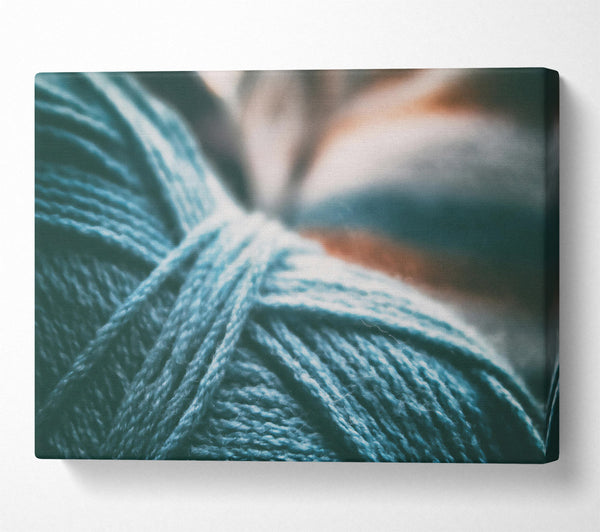  A Canvas Print of Teal Yarn Threads Canvas Wall Art