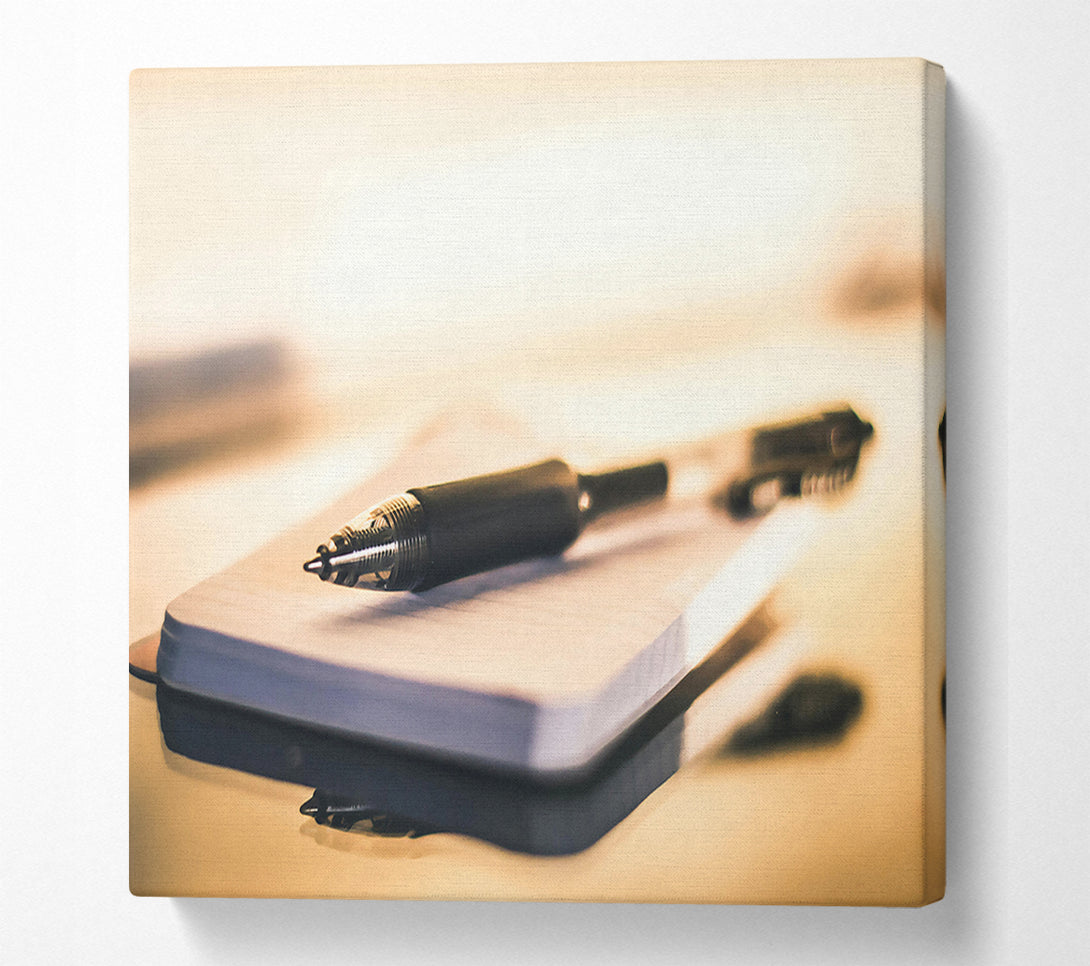  A Canvas Print of Golden Pen And Paper Canvas Wall Art