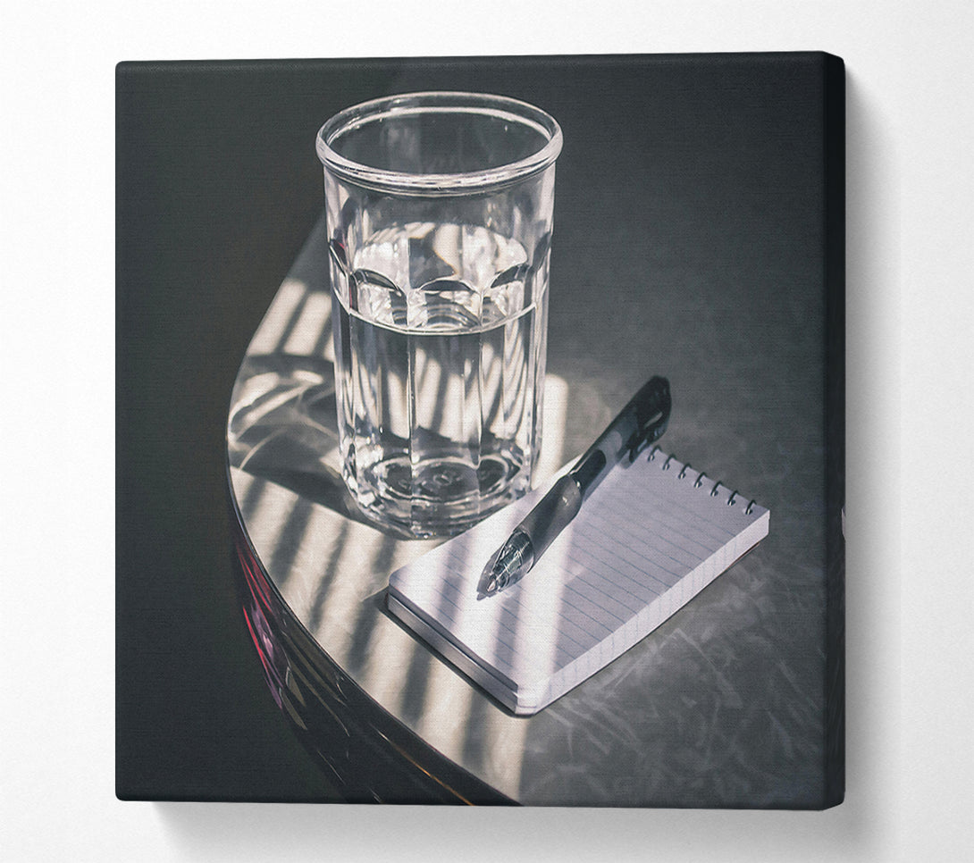  A Canvas Print of Silver Water & Pen Canvas Print