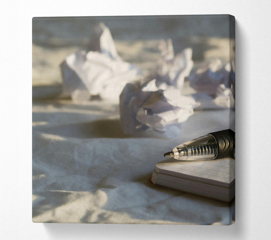  A Canvas Print of White Pen And Crumpled Papers Canvas Print