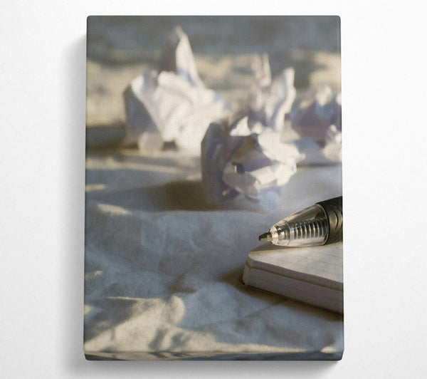  A Canvas Print of White Pen And Crumpled Papers Canvas Print