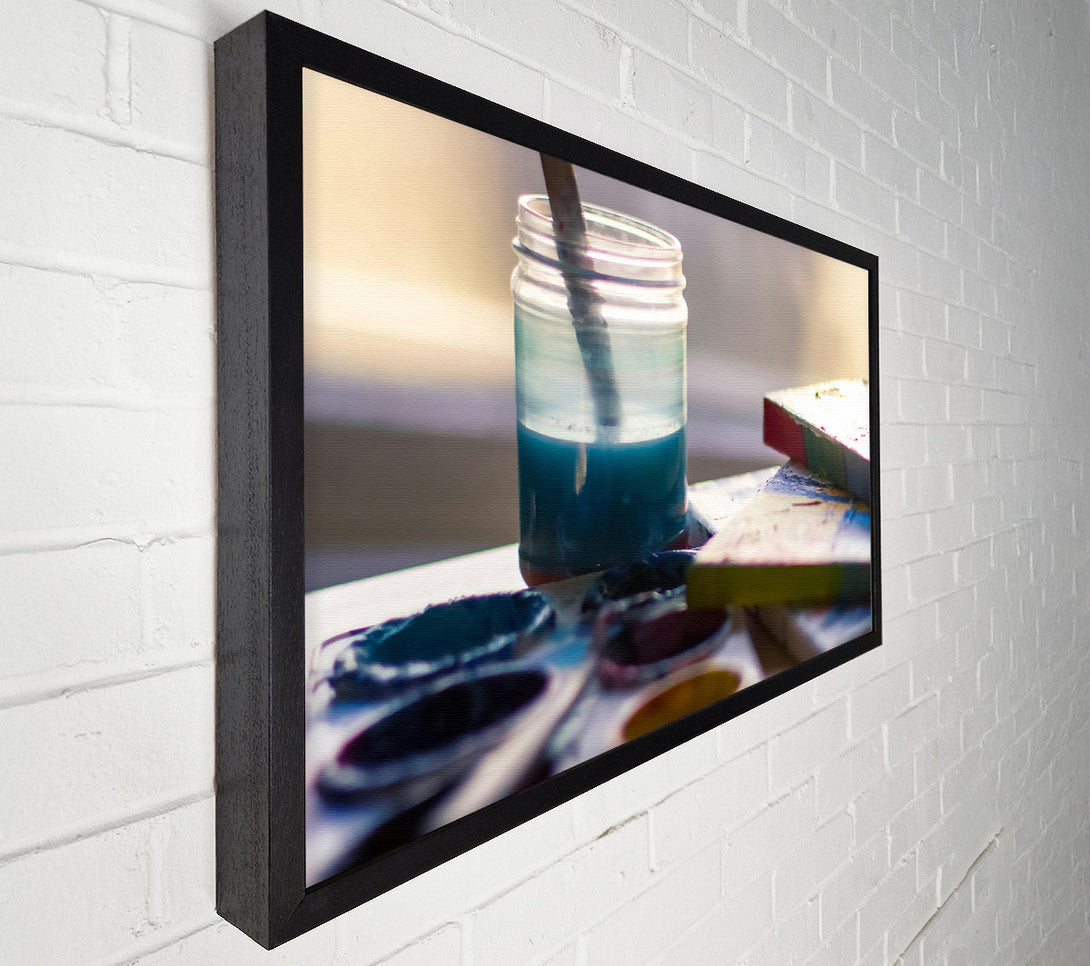  A Canvas Print of Azure Paintbrush Resting Canvas Art