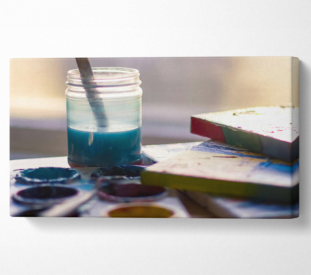  A Canvas Print of Azure Paintbrush Resting Canvas Art