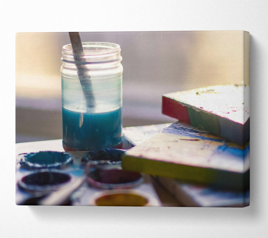  A Canvas Print of Azure Paintbrush Resting Canvas Art