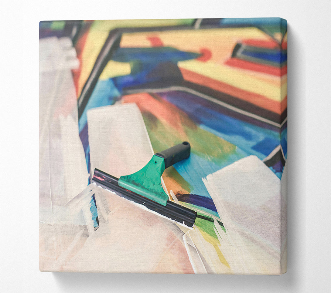  A Canvas Print of Blue Abstract Squeegee Canvas Art