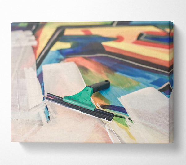  A Canvas Print of Blue Abstract Squeegee Canvas Art