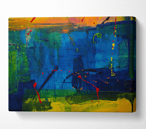  A Canvas Print of Azure Abstract Splashes Canvas Wall Art