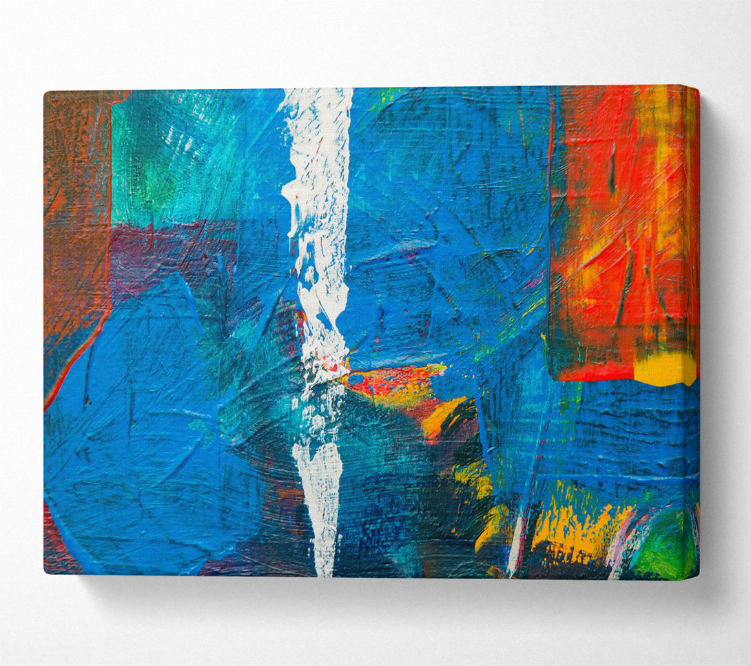  A Canvas Print of Azure Abstract Strokes Canvas Wall Art