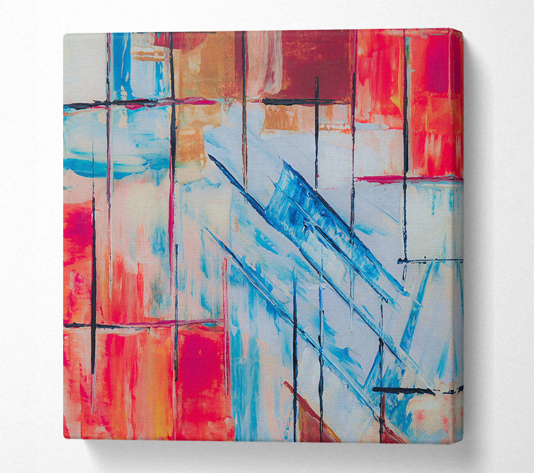  A Canvas Print of Blue Gridded Abstraction Canvas Art