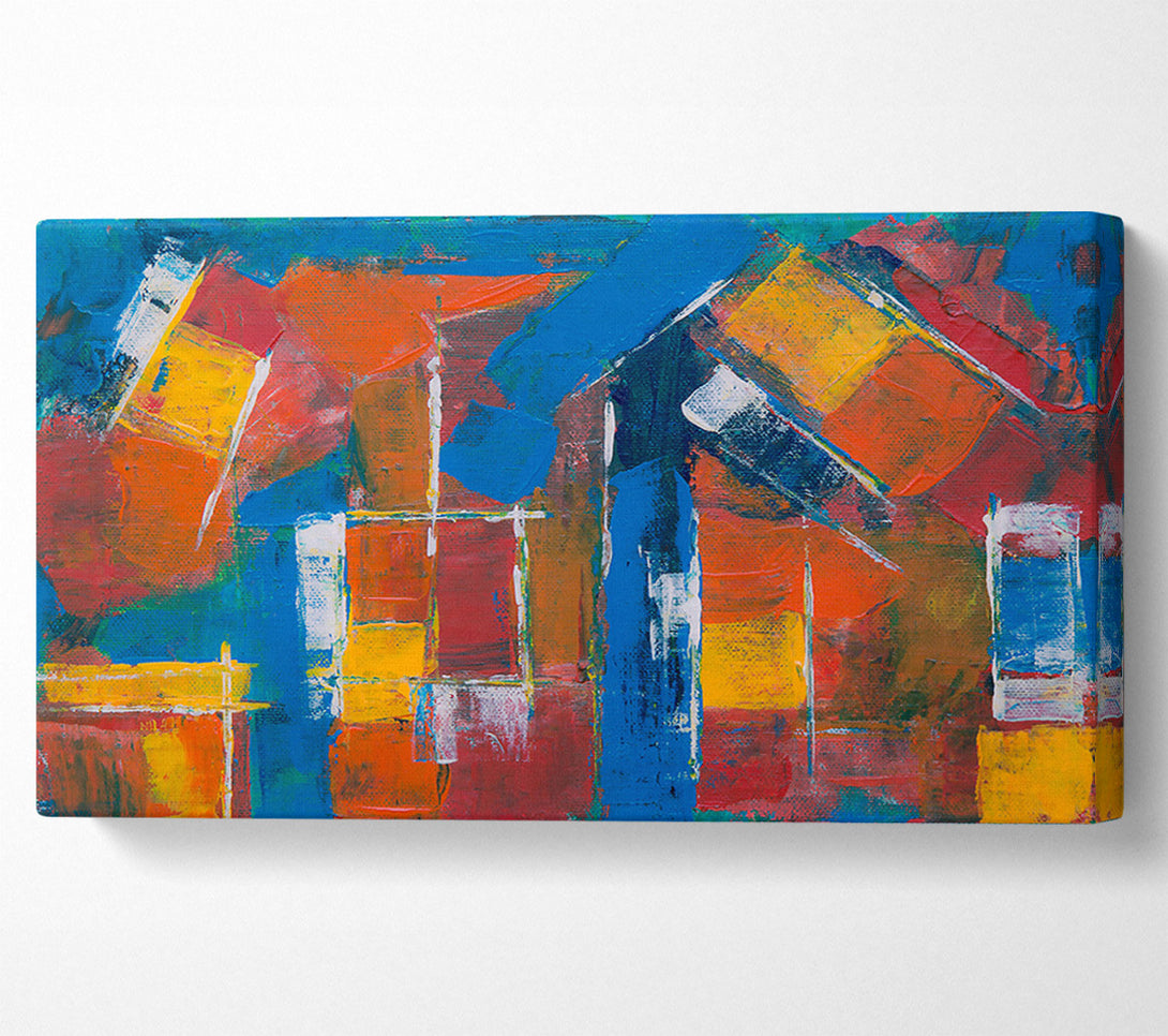  A Canvas Print of Blue Abstract Houses Canvas Wall Art