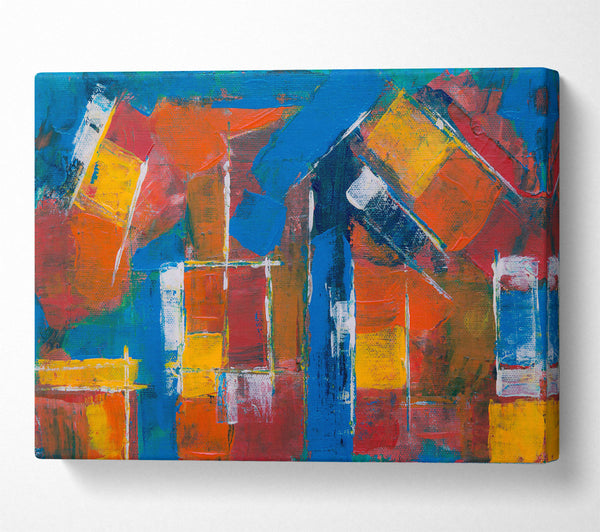  A Canvas Print of Blue Abstract Houses Canvas Wall Art
