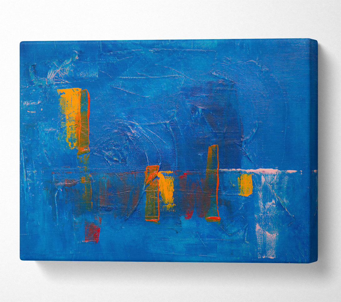  A Canvas Print of Azure Abstract Strokes Canvas Wall Art