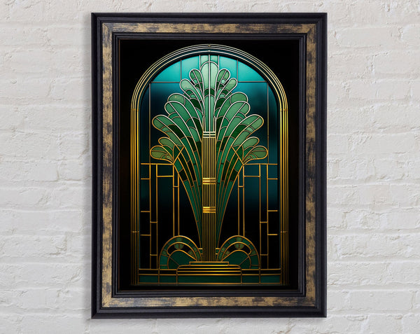 Stained Glass Green Framed Print