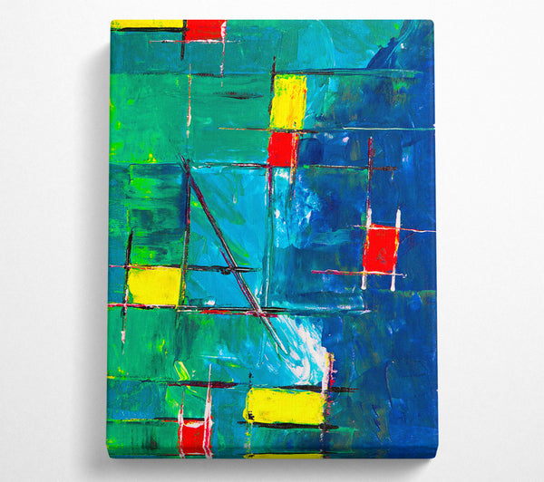  A Canvas Print of Blue Grid Abstraction Canvas Art