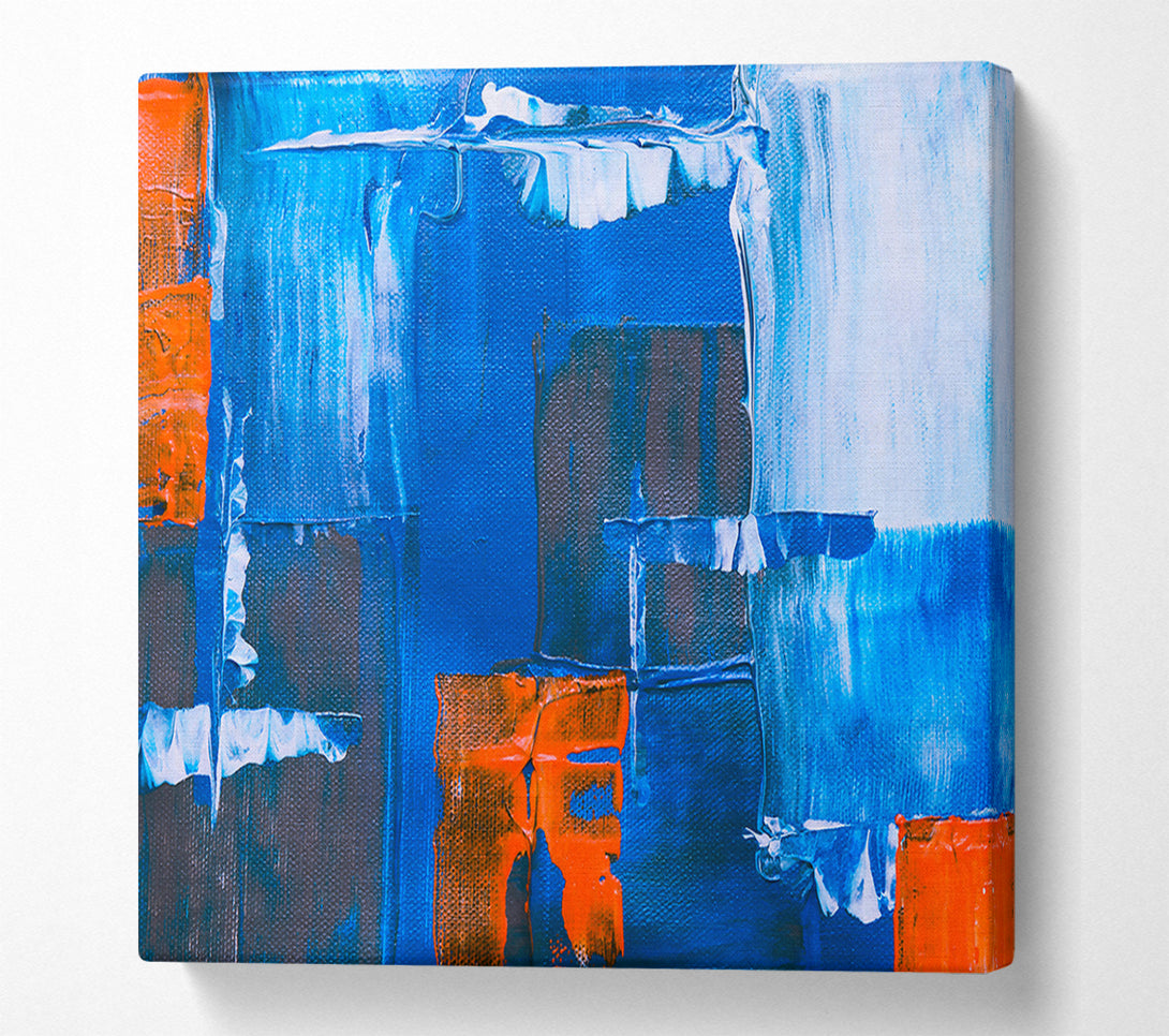  A Canvas Print of Azure Acrylic Strokes Canvas Art
