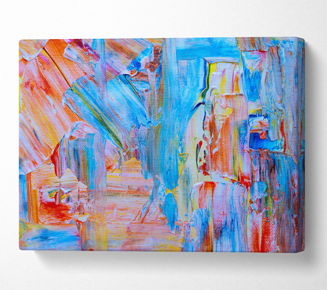  A Canvas Print of Azure Abstract Strokes Canvas Wall Art