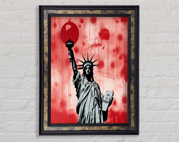 Statue Of Liberty Red Paint Art Framed Print