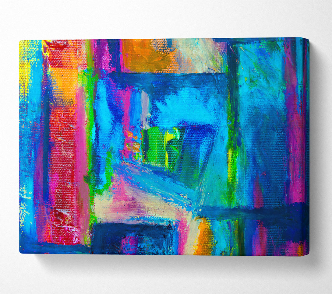  A Canvas Print of Azure Abstract Strokes Canvas Wall Art