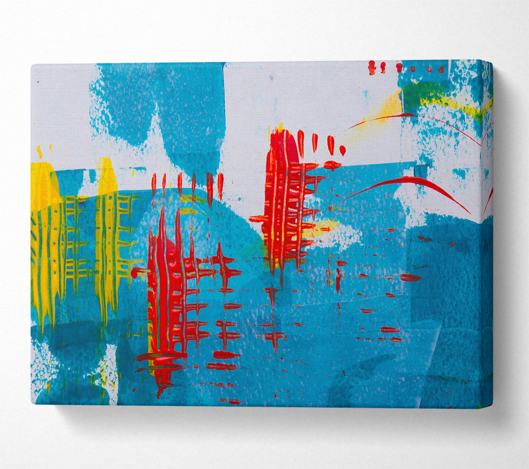  A Canvas Print of Azure Abstract Strokes Canvas Wall Art