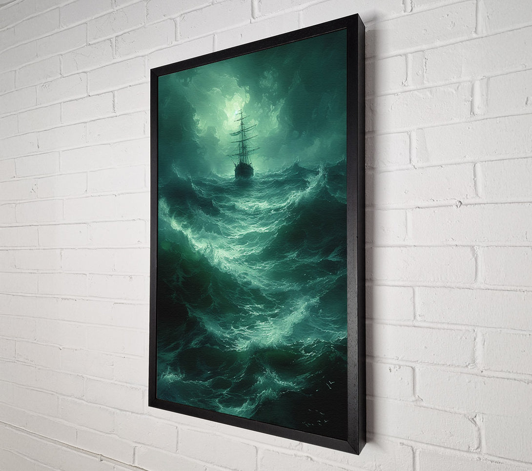  A Canvas Print of Stormy Seas Ship Canvas Wall Art