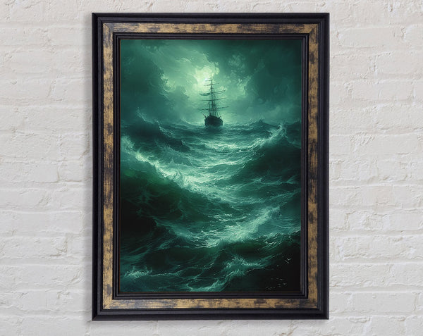 Stormy Seas Ship Framed Print