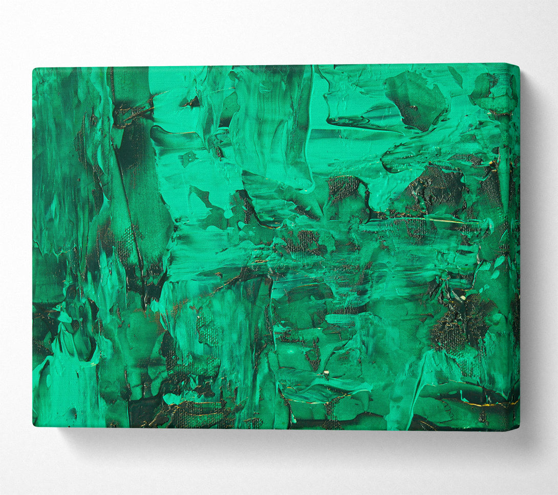  A Canvas Print of Emerald Abstract Strokes Canvas Wall Art