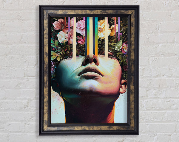 Streaming Colour Face Framed Print