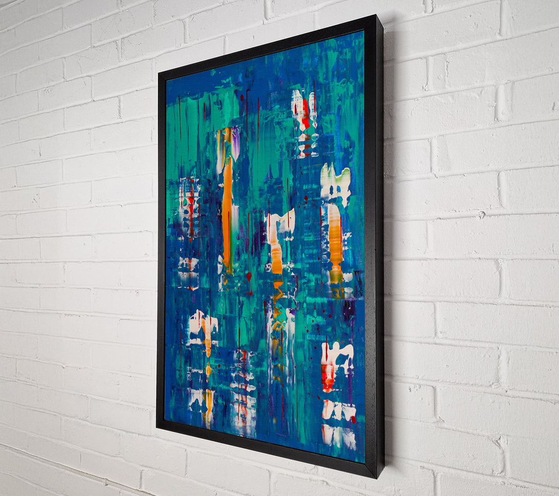  A Canvas Print of Azure Abstract Drips Canvas Art